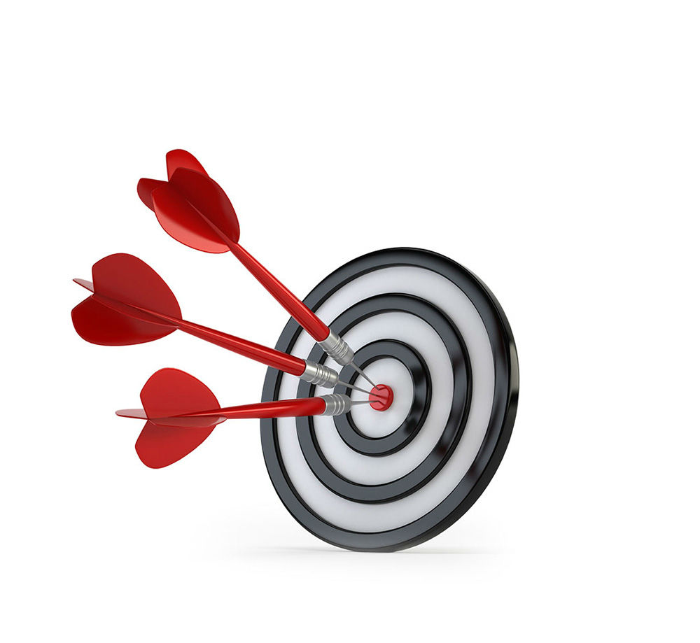 red darts on dartboard bullseye